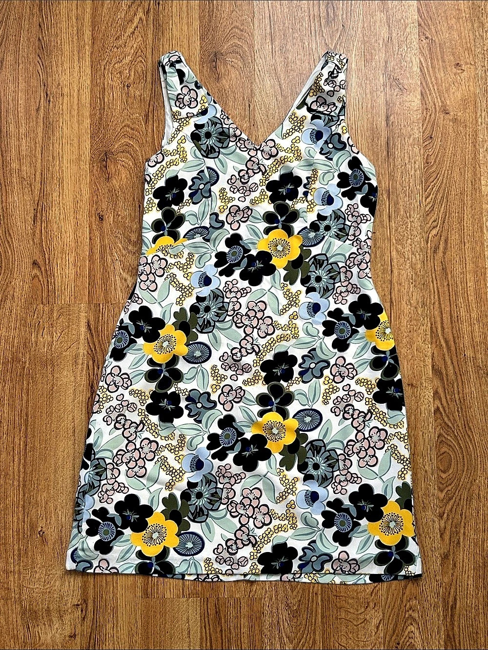 Ann Taylor Floral Mini Dress in White & Navy Blue sz 4P